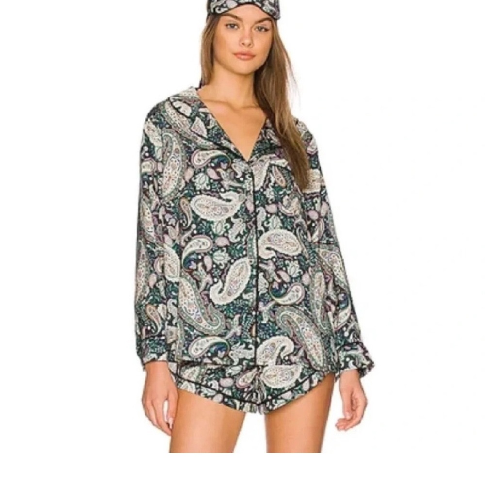 REVOLVE Plush Green Paisley Pajama Set